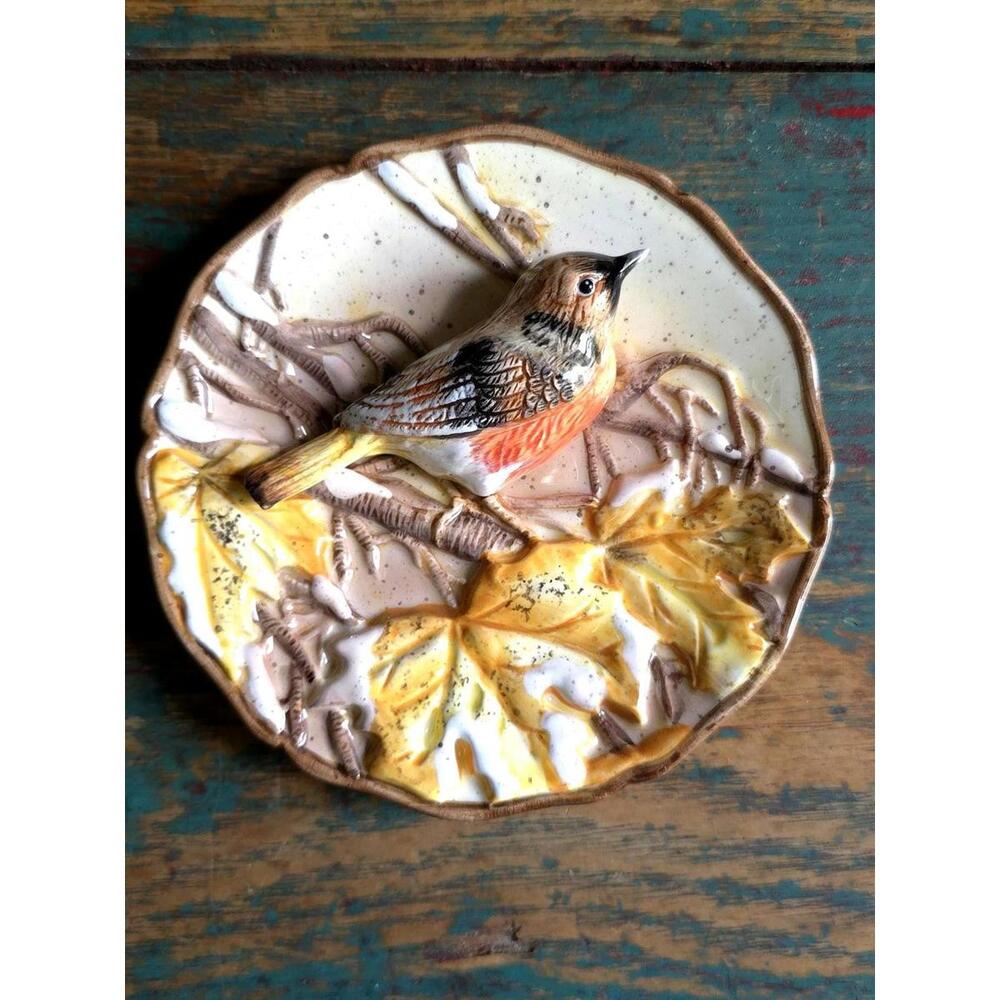 Vintage GANZ 3D Bird Ceramic Wall Plate - Fall Mini Art Decor
